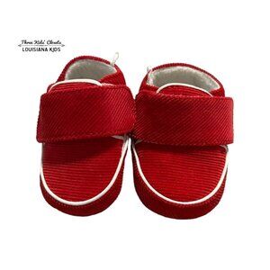 Mud Pie 0-6m Red Corduroy Baby Crib Shoes